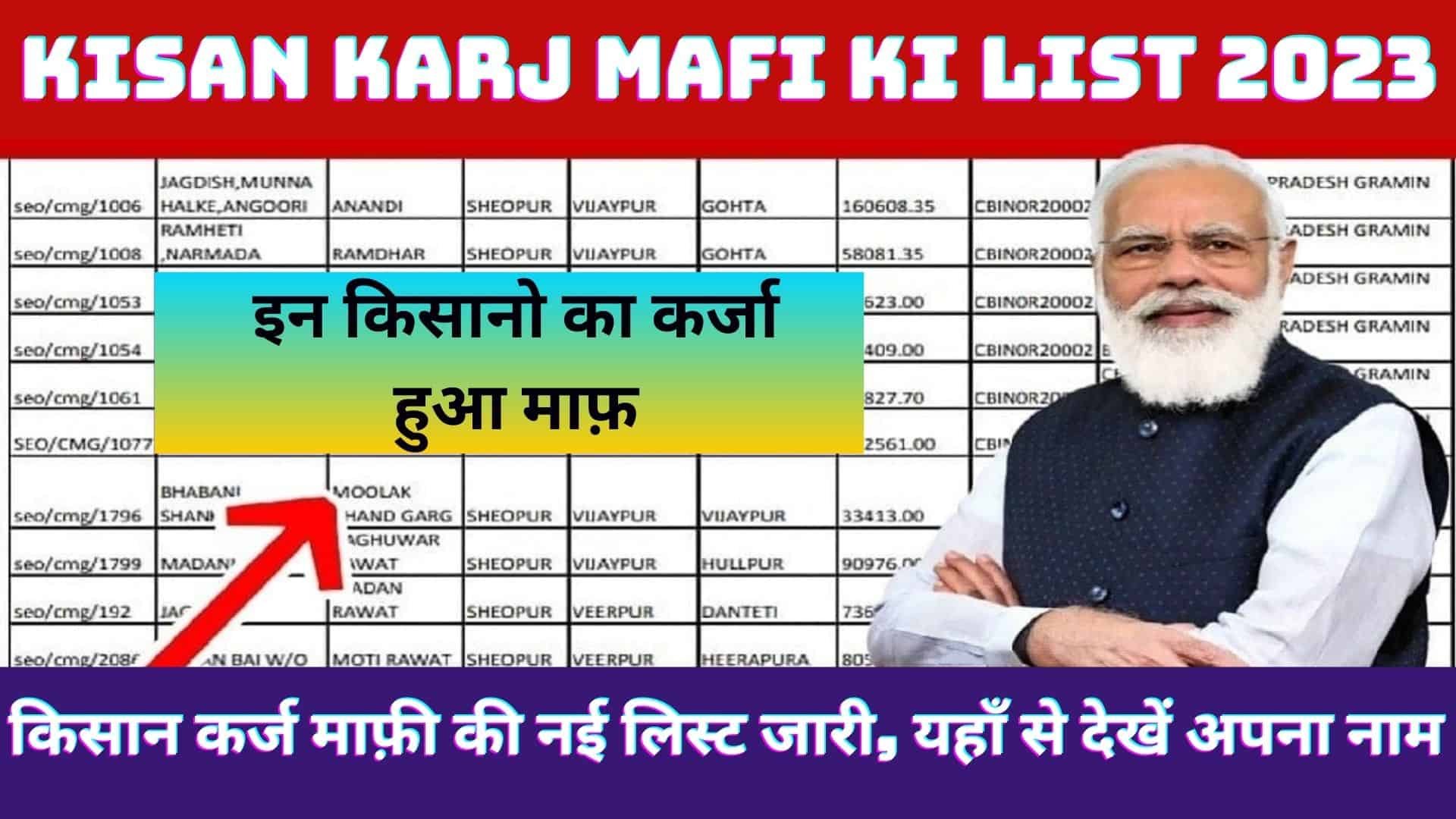 Kisan Karj Mafi Ki List 2023 : किसान कर्ज माफ़ी की नई लिस्ट जारी, यहाँ से देखें अपना नाम